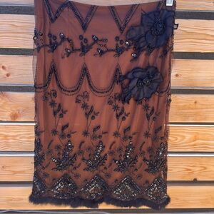 Elegant Black Embellished Pencil Skirt